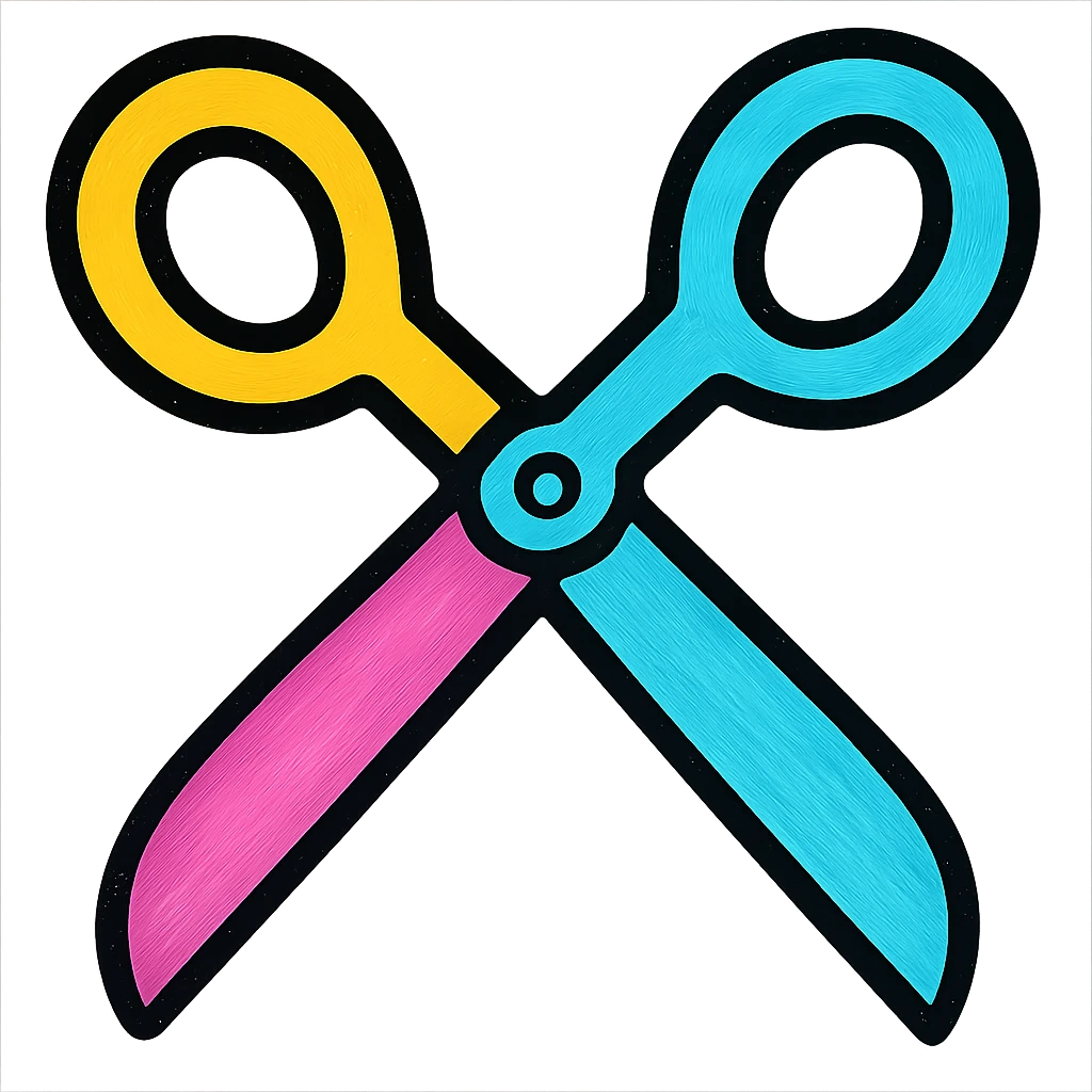 two scissors interlocked, colorful and playful look, vibrant colors, fun style emoji