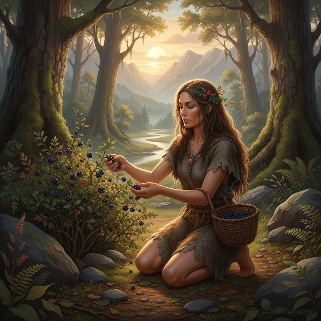 нарисуй первобытную женщину собирающую ягоды emoji