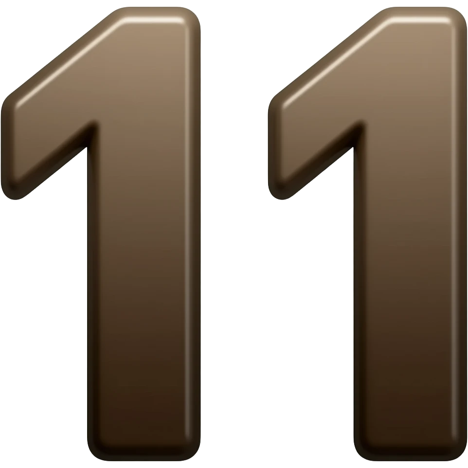 Create an emoji of the number 11 in a bright dark brown tone and make the number very thick. emoji