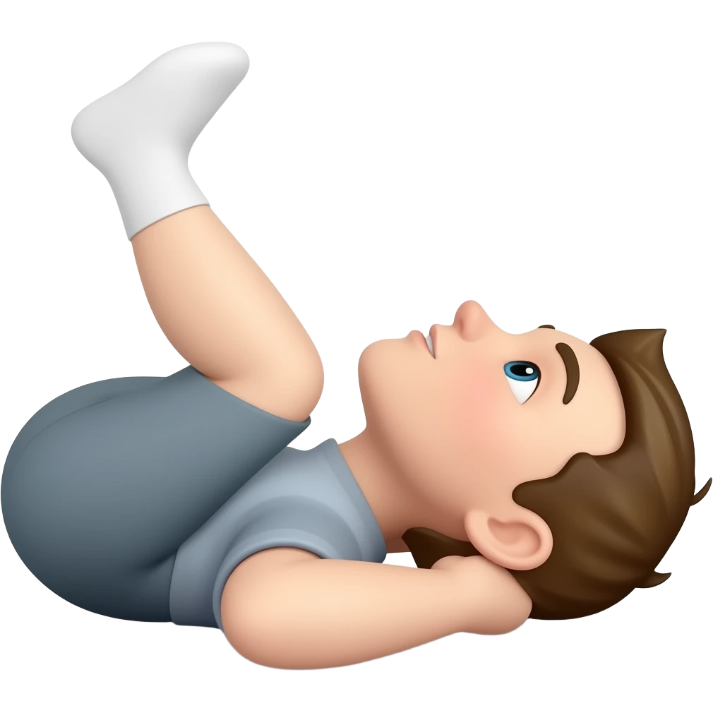 one knee up 90 degree in the knee, lying on back. from side emoji