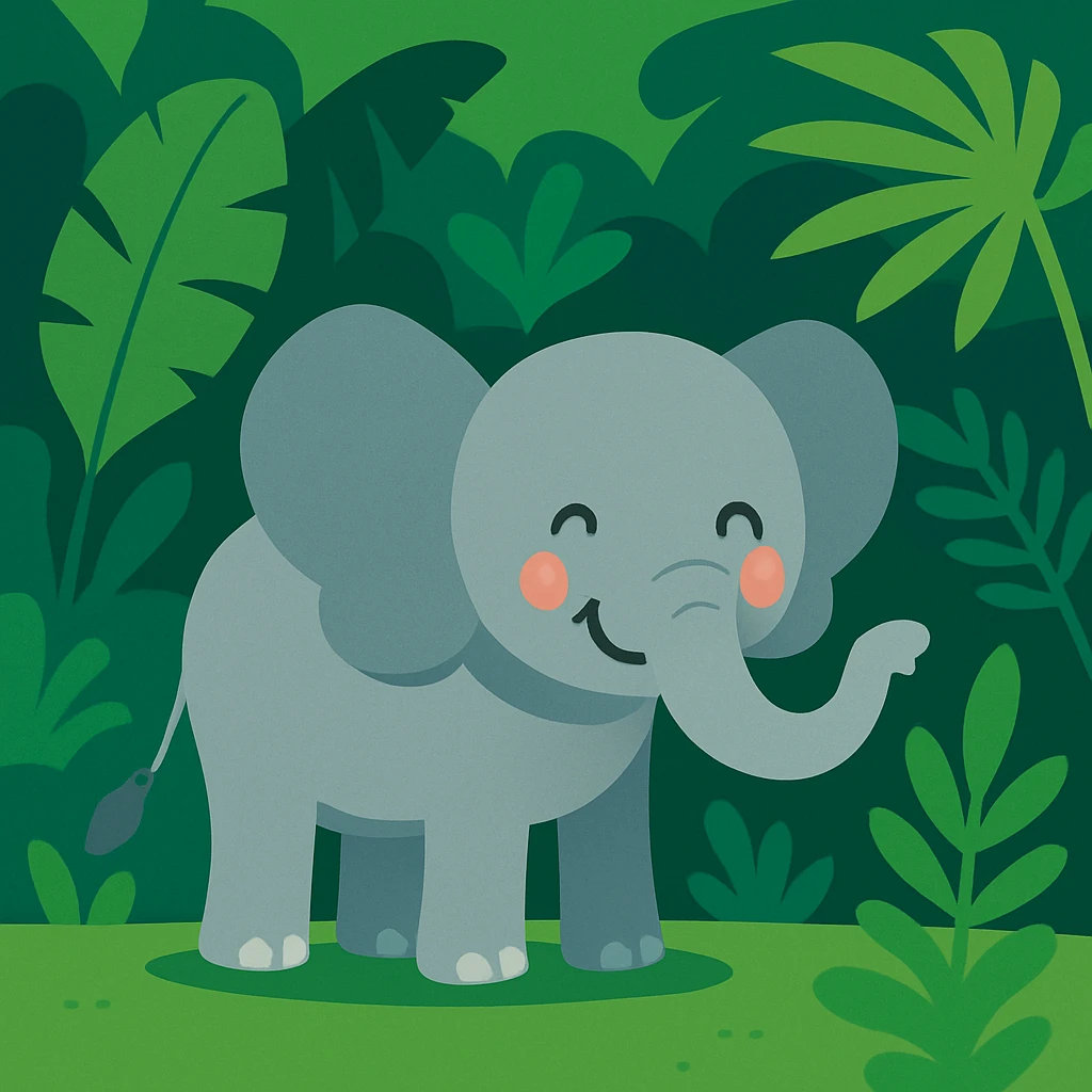 Flat design style elephant in the jungle emoji