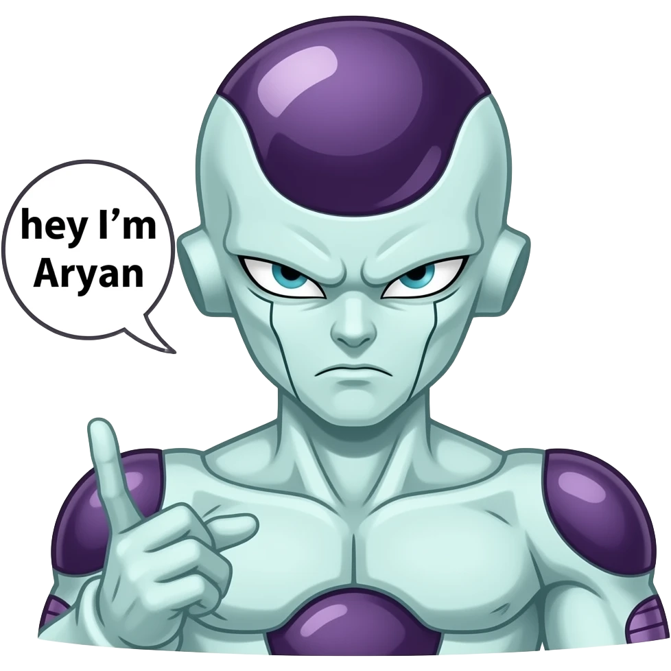 Frieza saying “hey I’m Aryan “ emoji