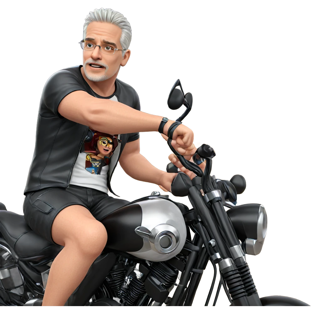 casual biker on motorcycle emoji