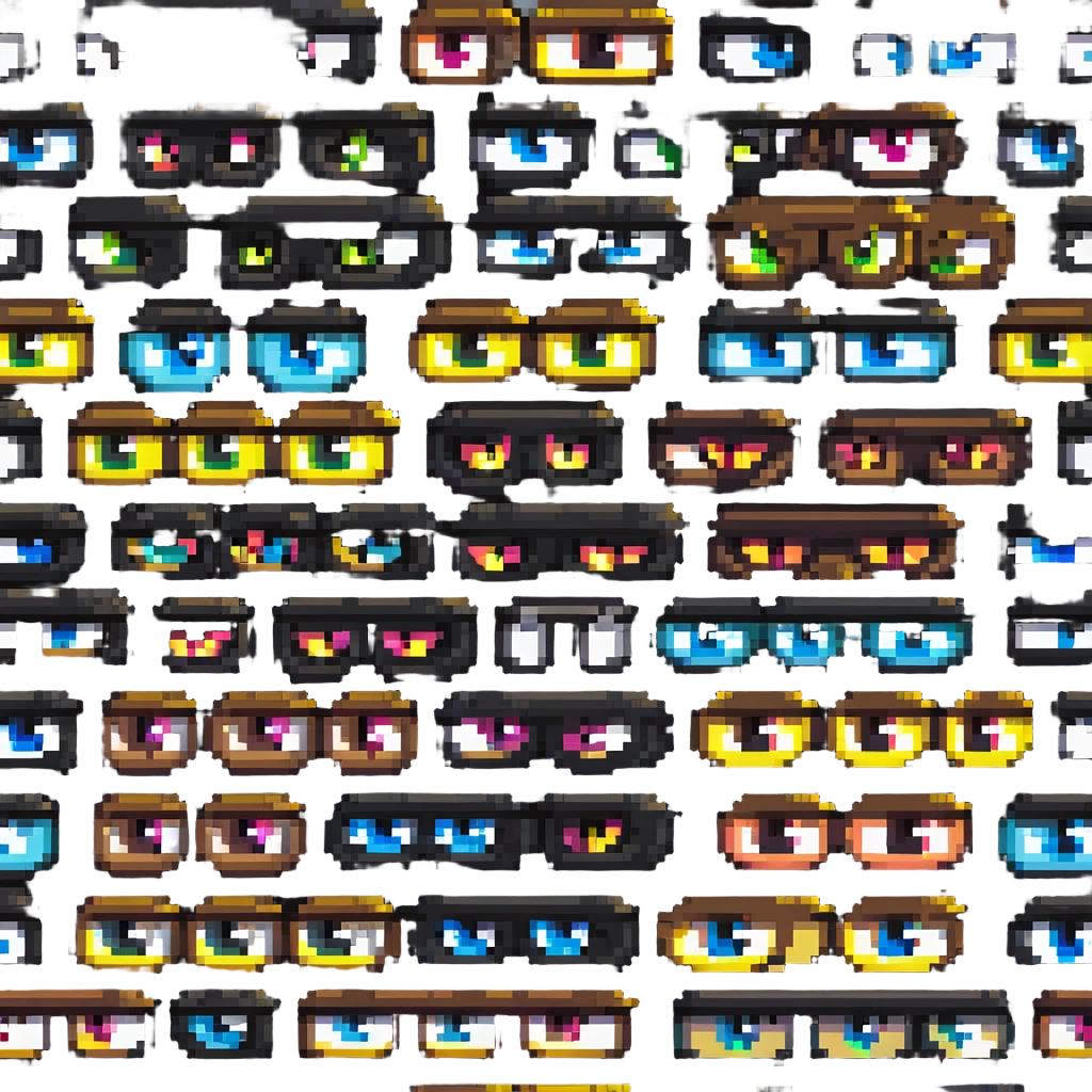 pixel art eyes in different colors and expressions emoji