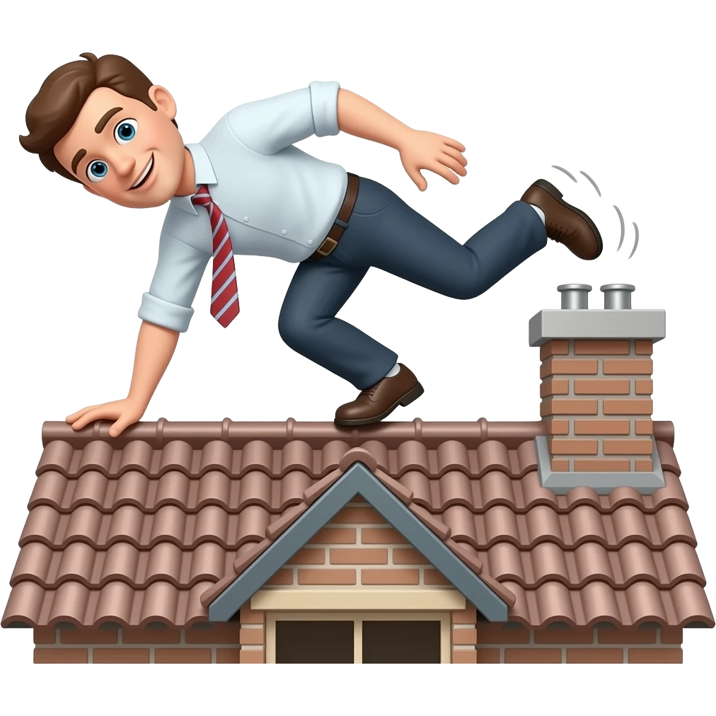 Make a man on a building and he slips emoji