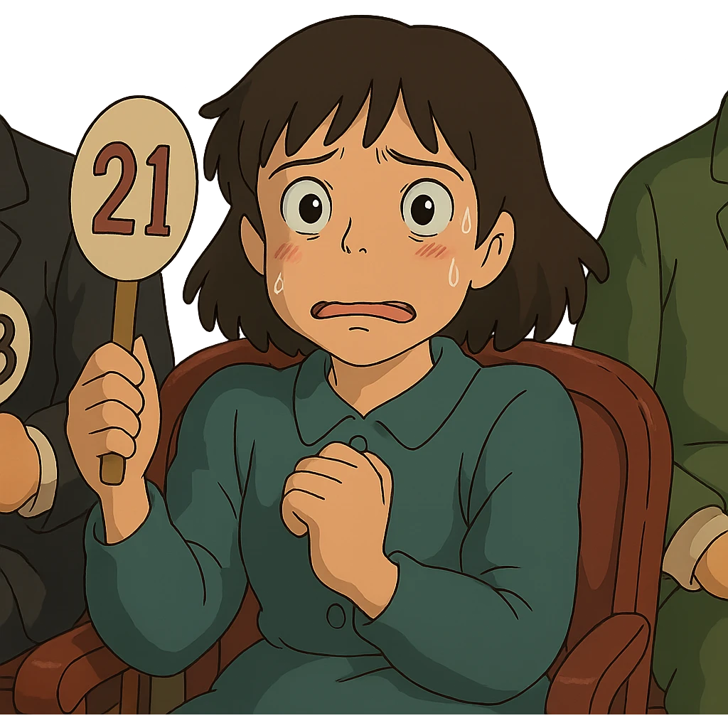 auction anxiety in ghibli style emoji