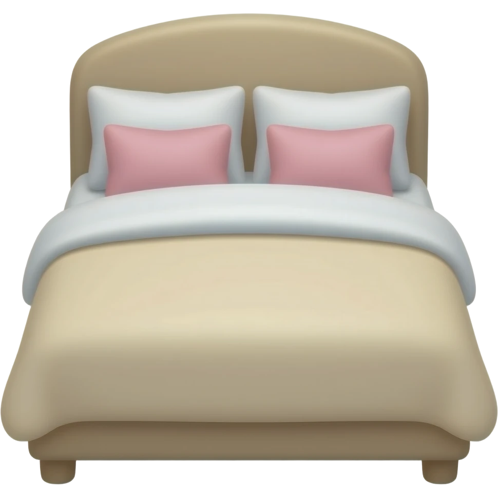 cozy bed, neutral tones with soft pink pillows emoji