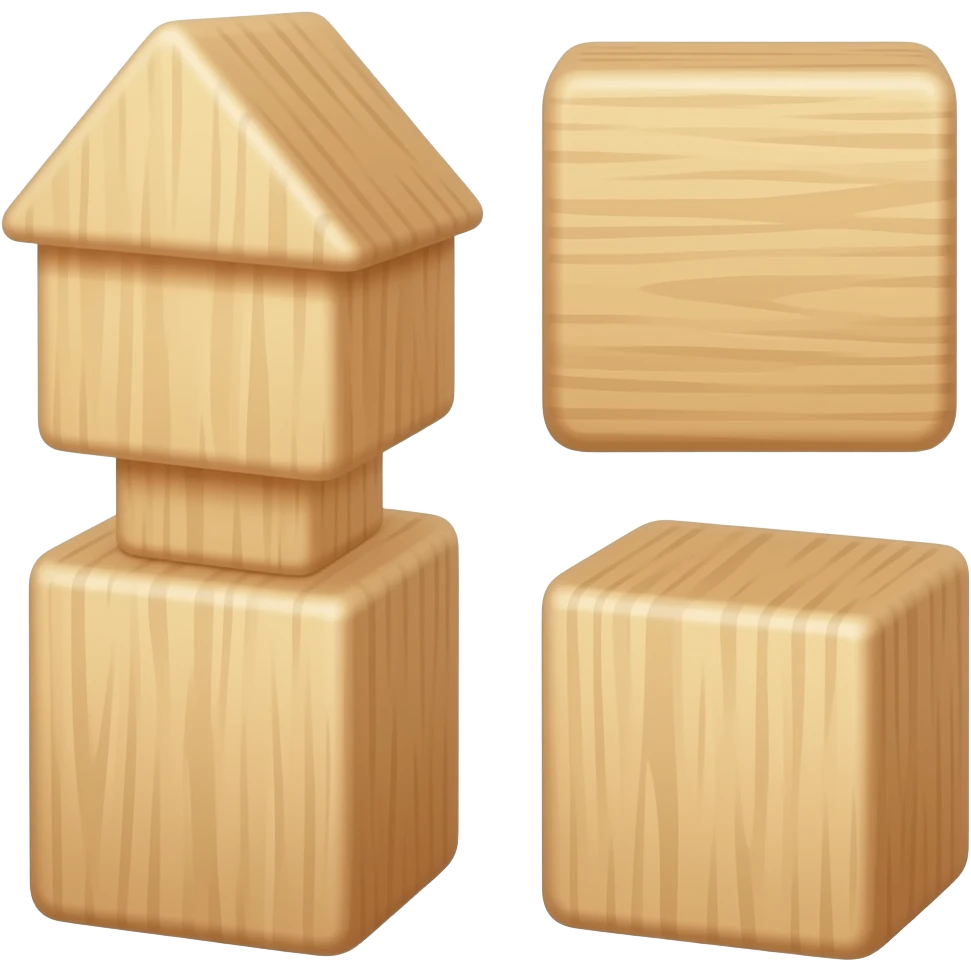 Wooden building block shapes emoji
