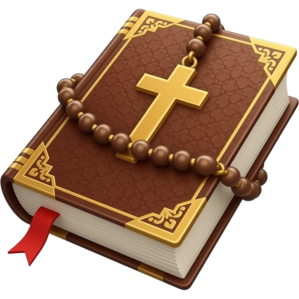 Bíblia Sagrada com rosário emoji