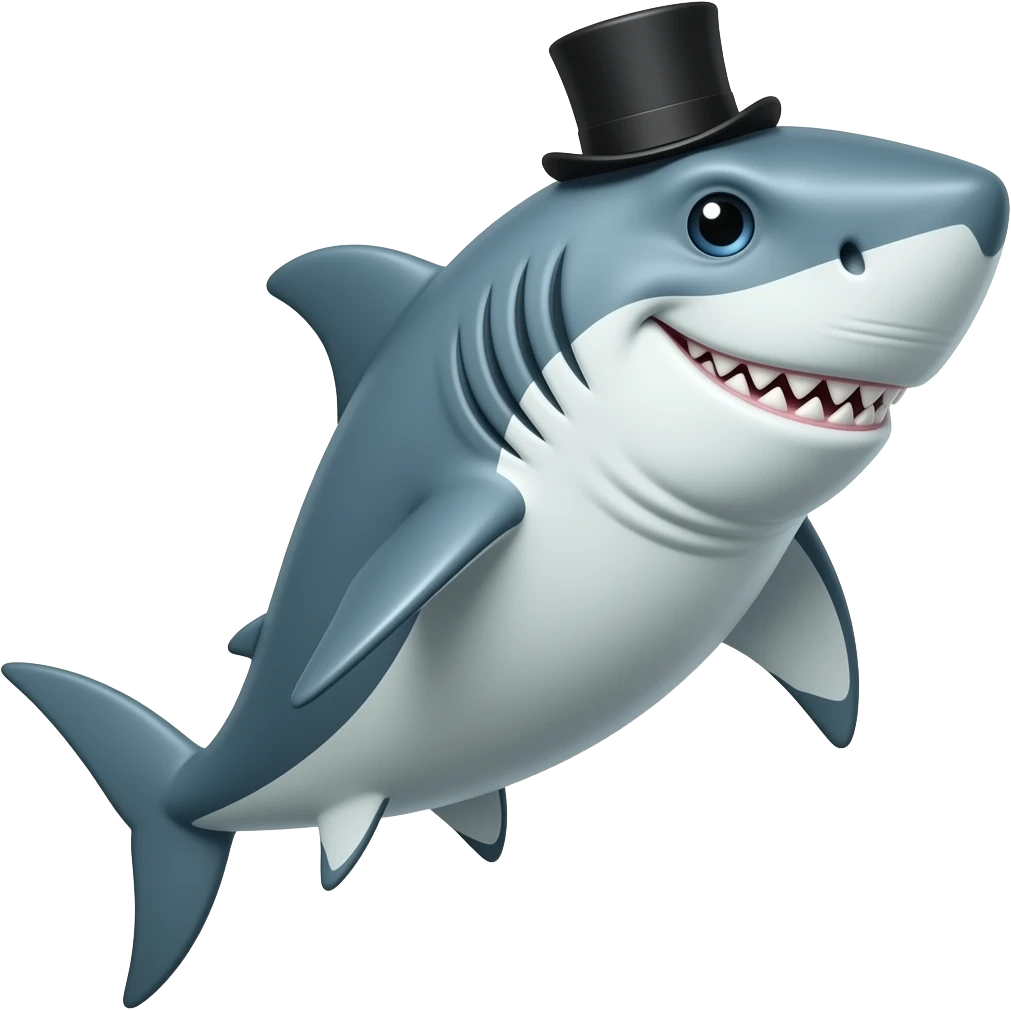 Shark with a top hat emoji