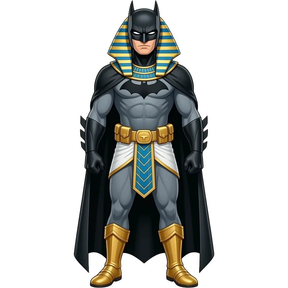 A bat-man dressed in medieval egiptian outfit. Full body emoji