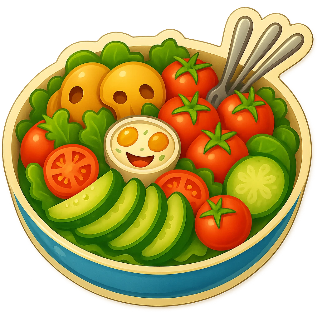 Make this salad bowl emoji even smaller, simple, no background. emoji