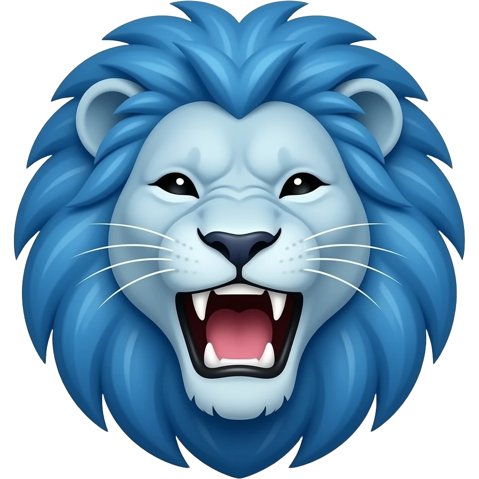 roaring lion face with blue hair emoji