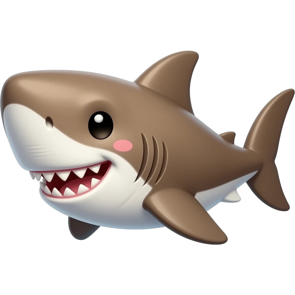 cute cartoon anime shark with brown emoji