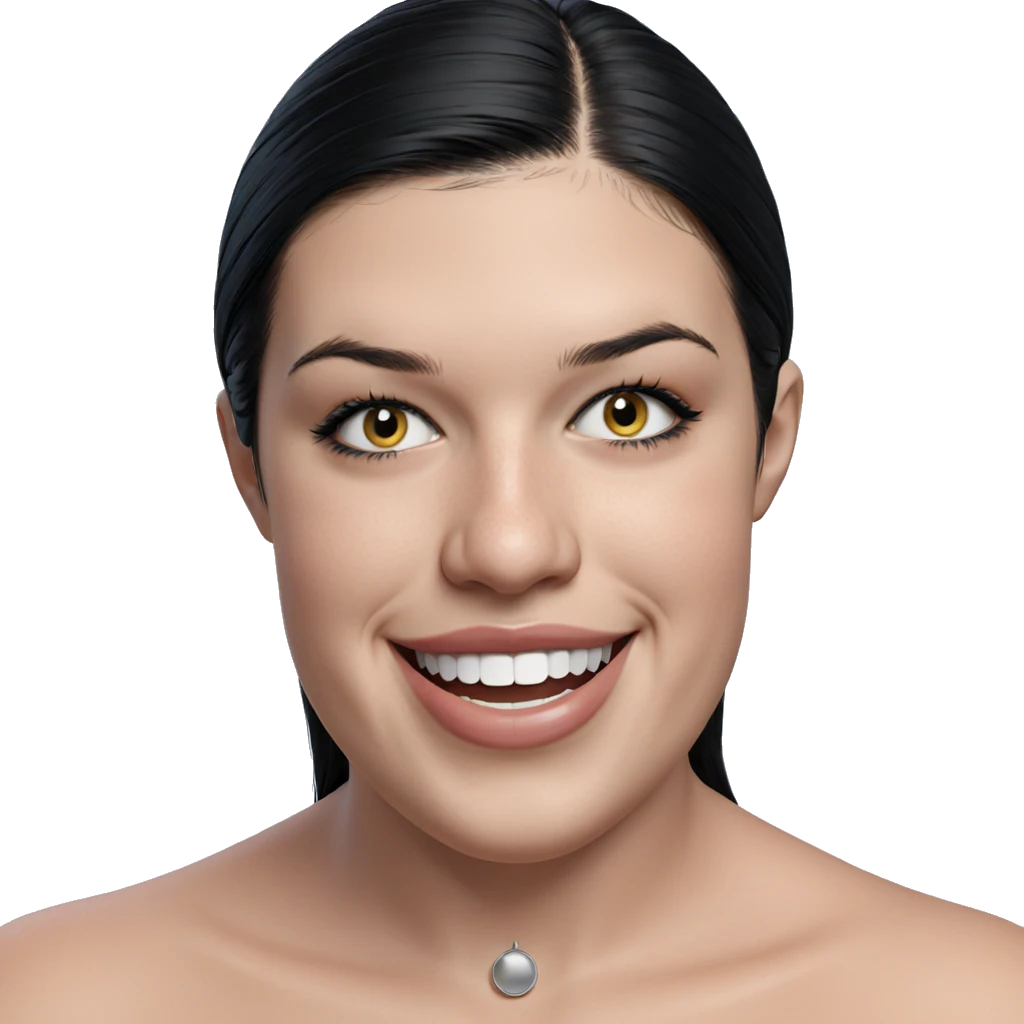 smiling girl with black hair emoji