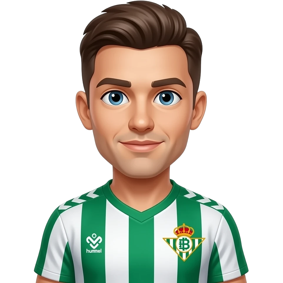 Azme ha un futbolista con la camiseta del real betis y el logo hummel emoji