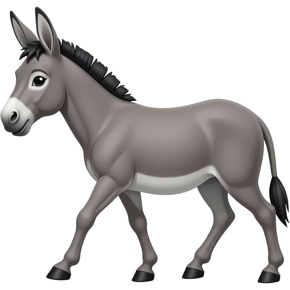 Cartoon grey mule walk emoji