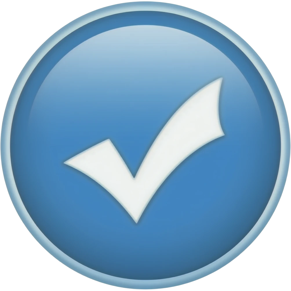 Erstelle wir ein hell blaues Kreis mit eine weißen ✅ emoji