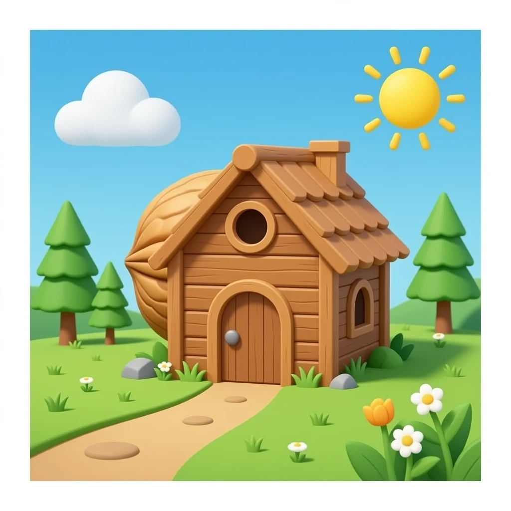 A singlw walnut is in a hut emoji