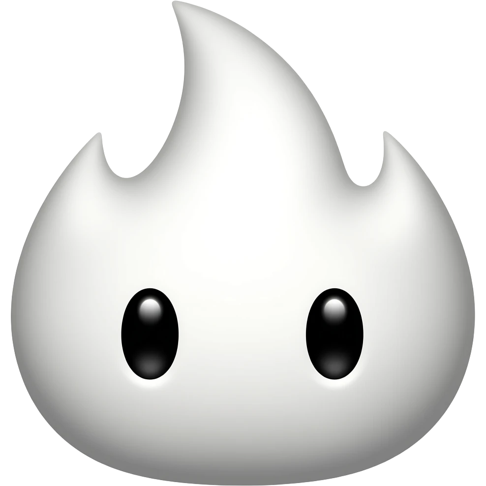 White Kuwaii fire with black eyes emoji