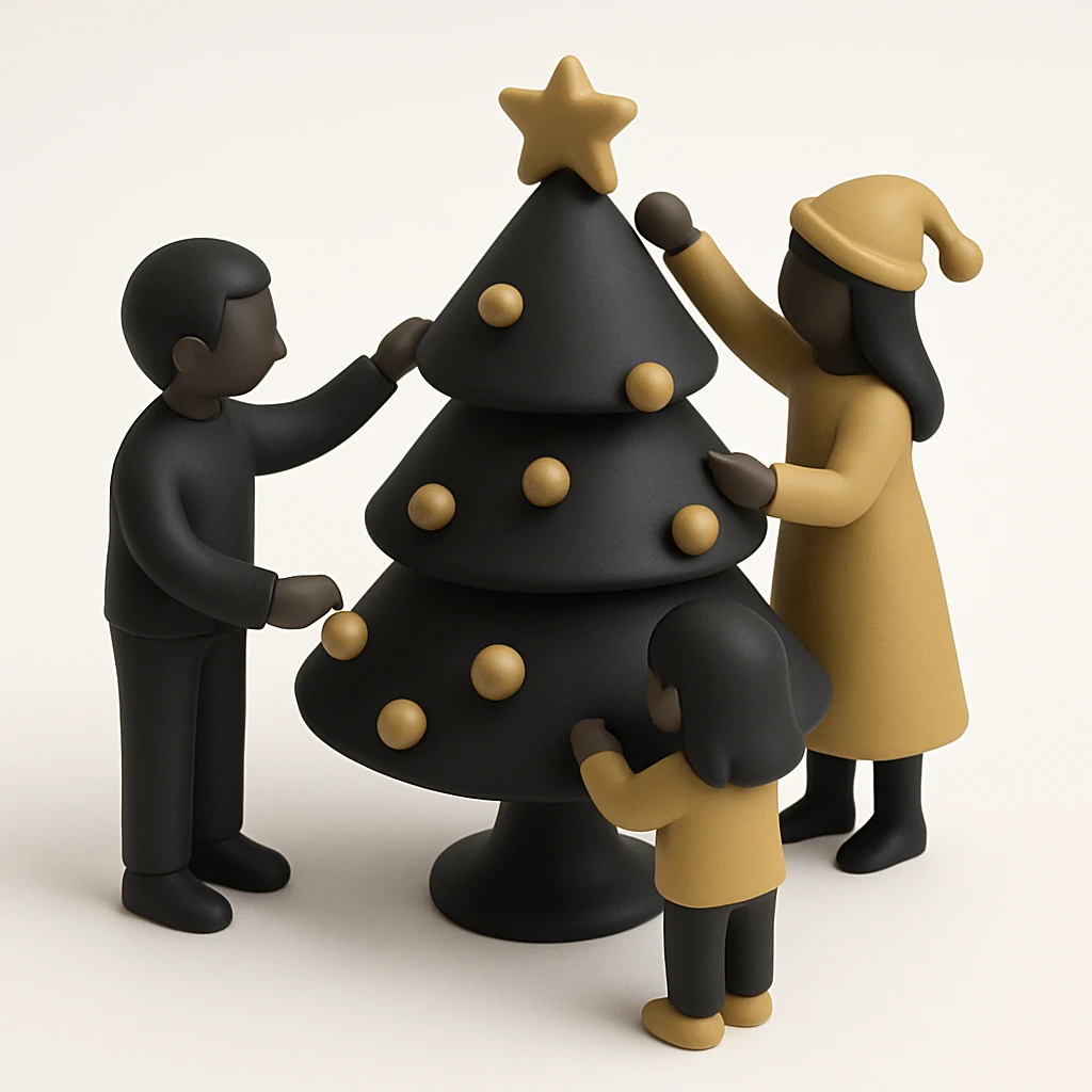 people decorating a Christmas tree emoji