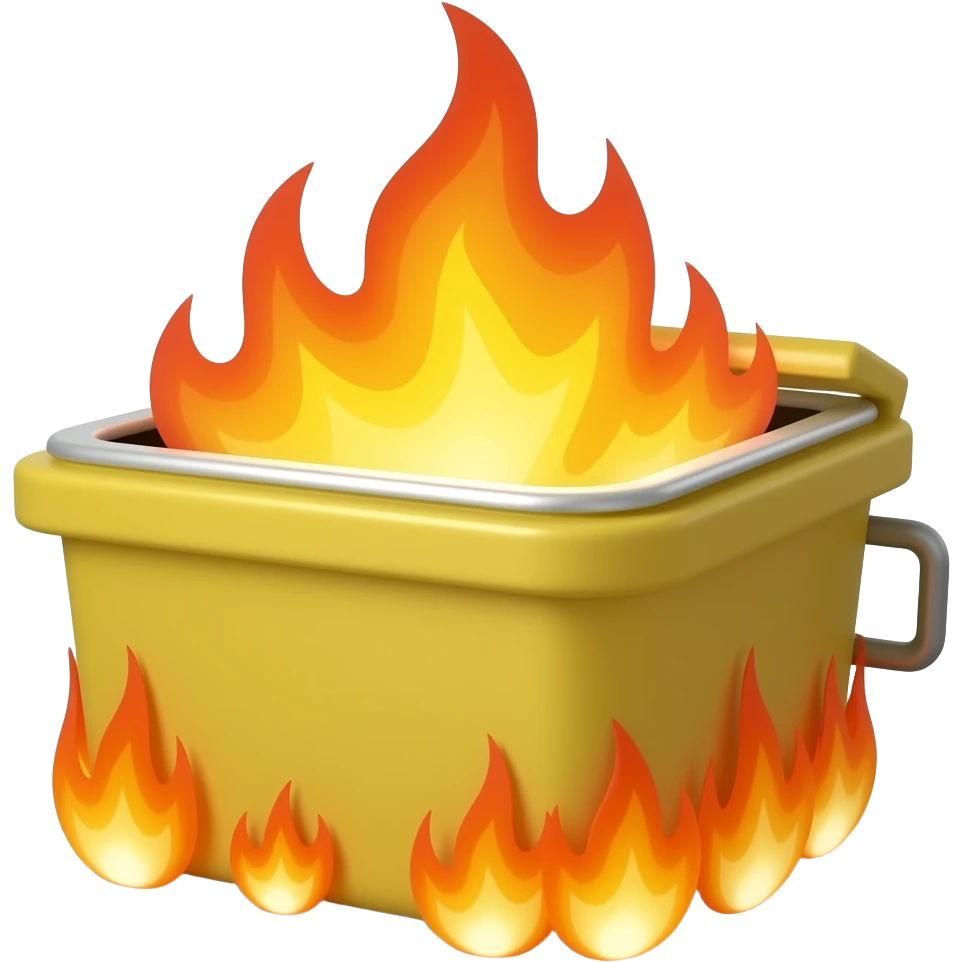 Yellow dumpster on fire emoji