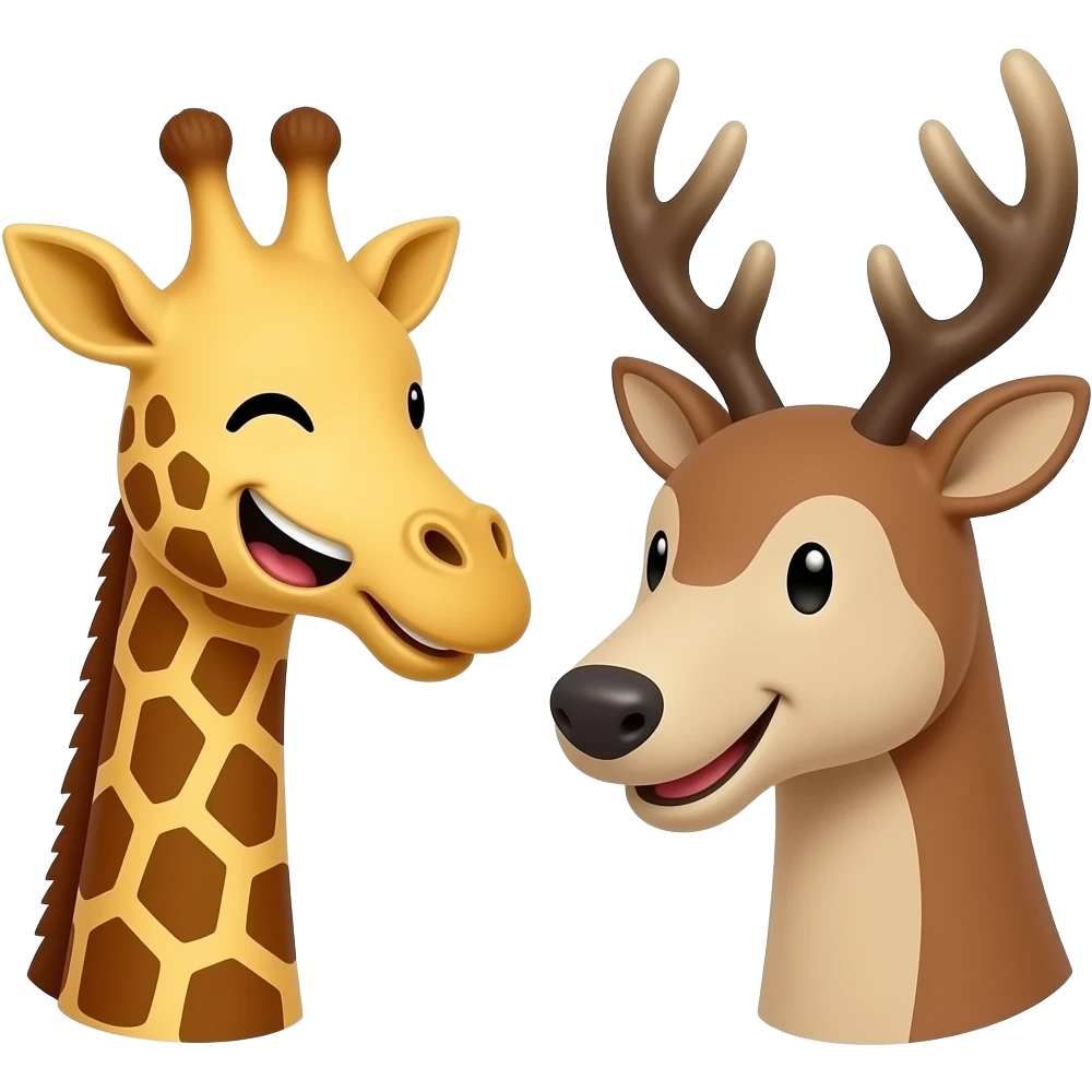 Einfacher Giraffenkopf lachen und Elchkopf lachen und schauen sich an emoji