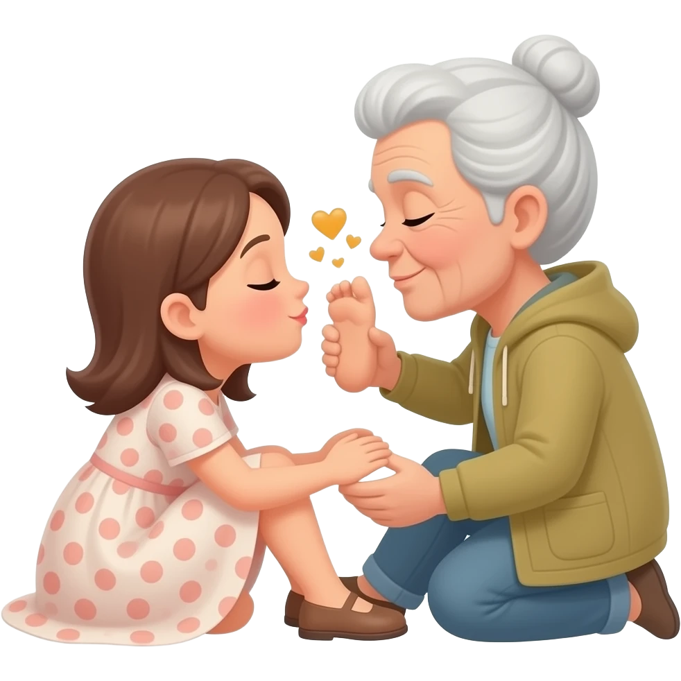 nan kissing lady toes emoji