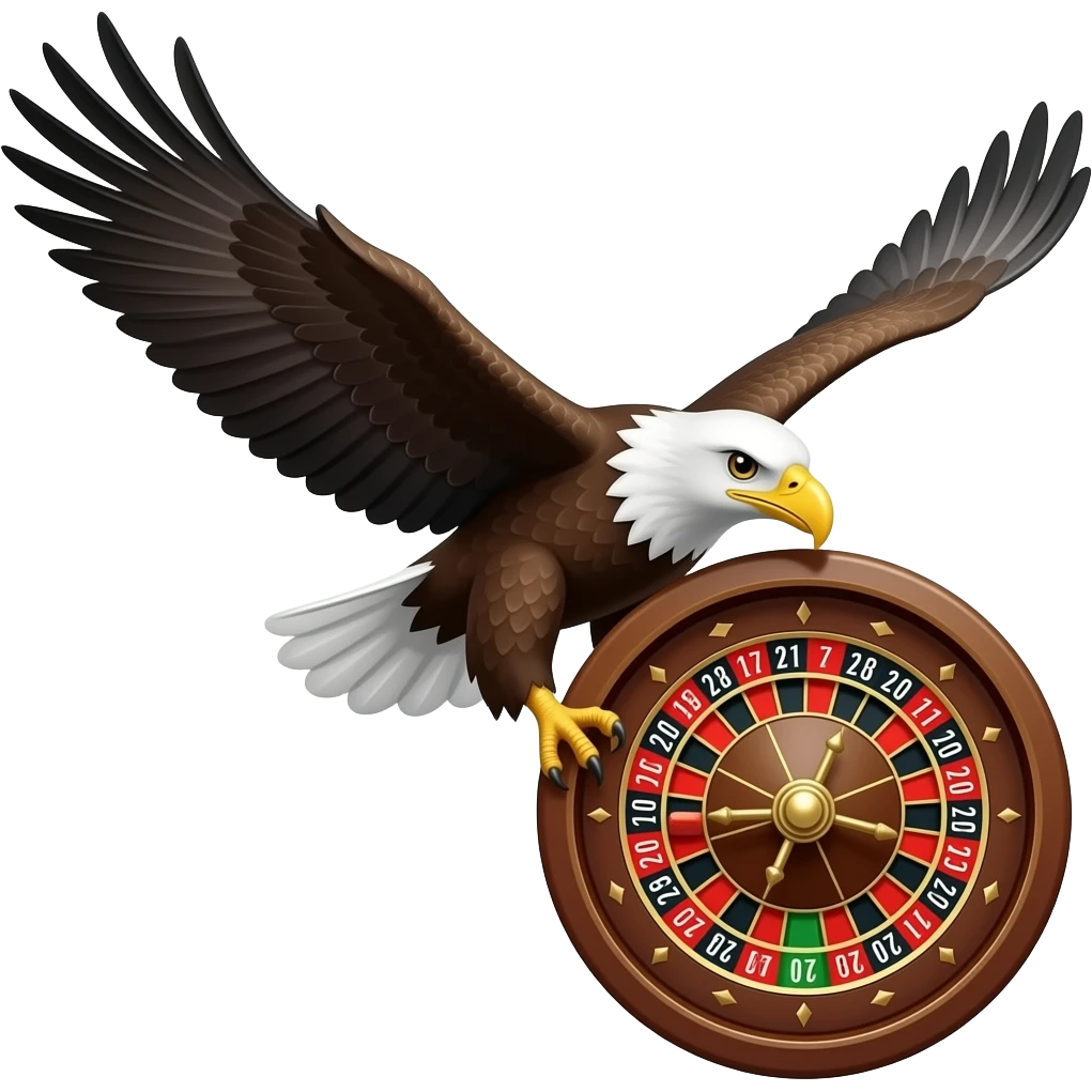 An eagle flying while carrying a roulette wheel simple emoji emoji