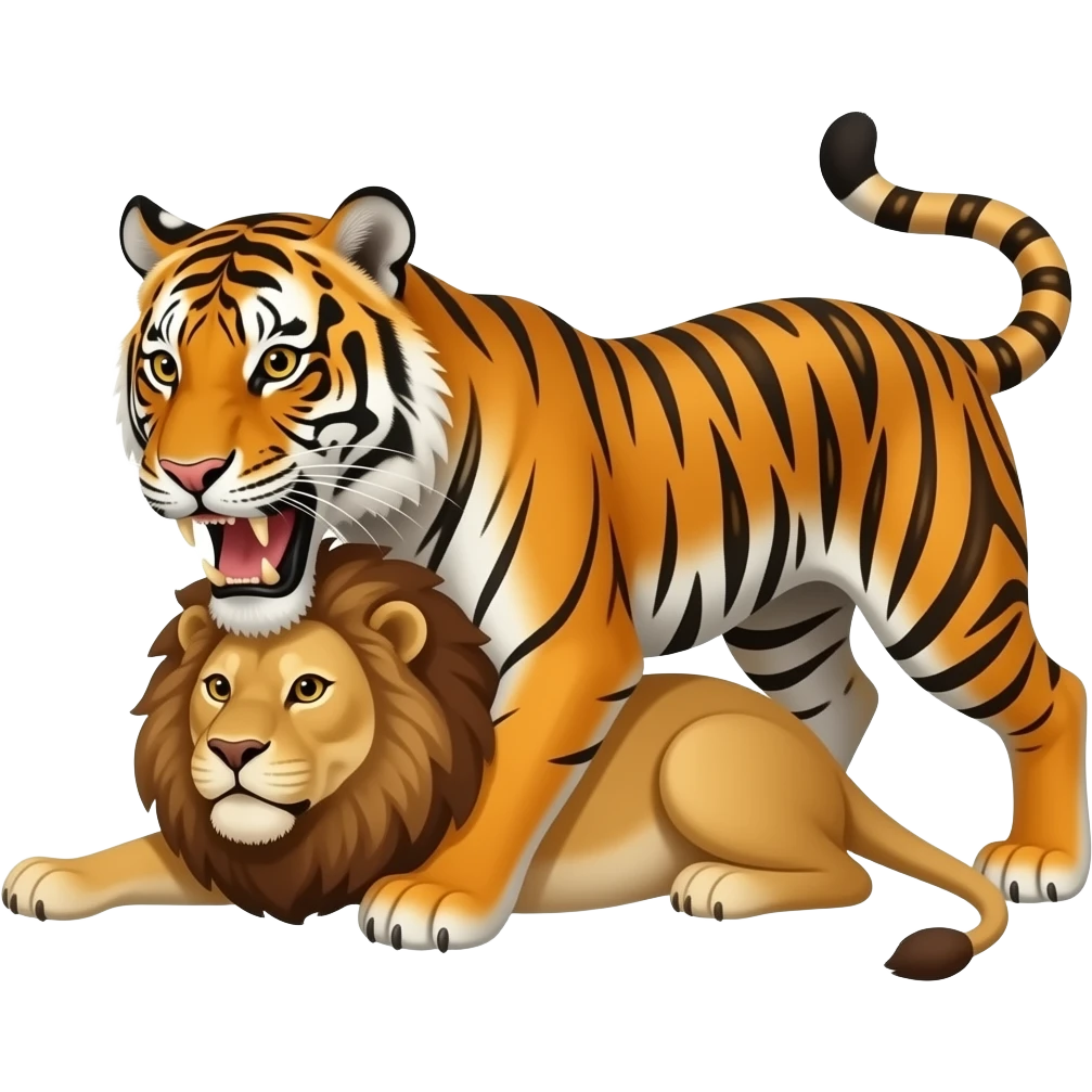 The Tiger kills a barbary lion emoji