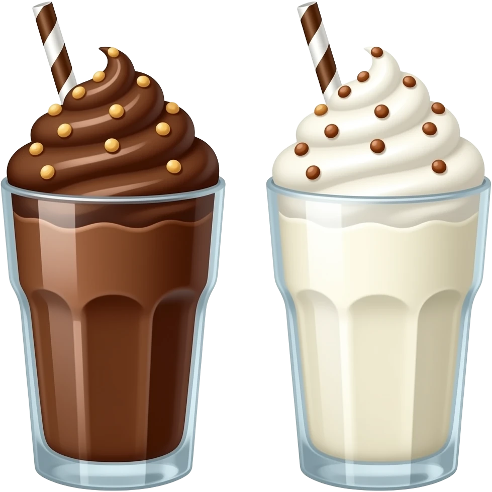 Two milkshakes one chocolateu and one vanilla Add straws and make it more shiny emoji