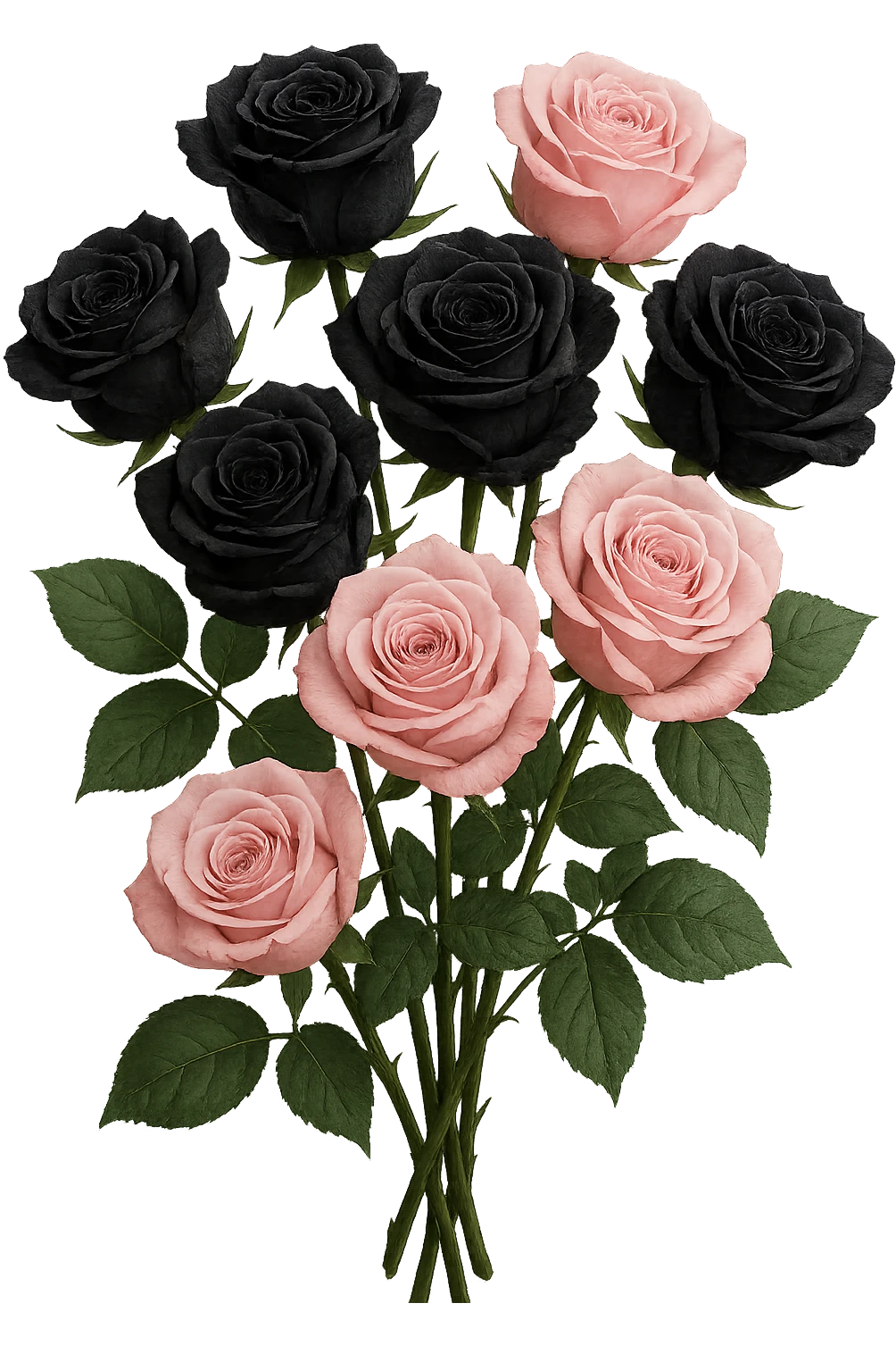 bouquet of black and pink roses , remove background emoji