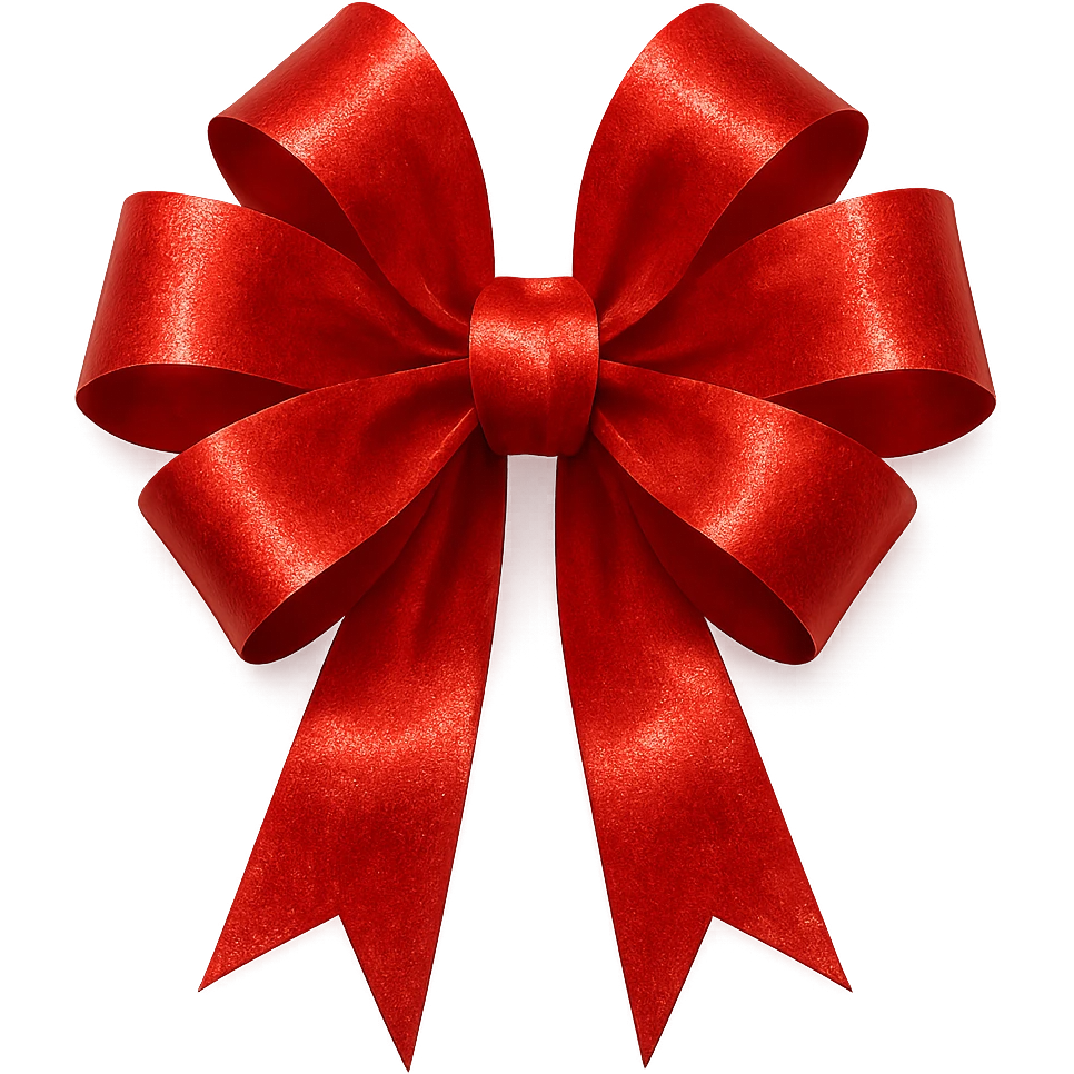large red gift bow, shiny and festive emoji