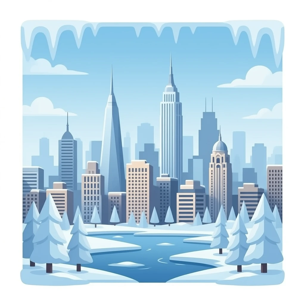 me puedes hacer una ciudad con todo congelado emoji