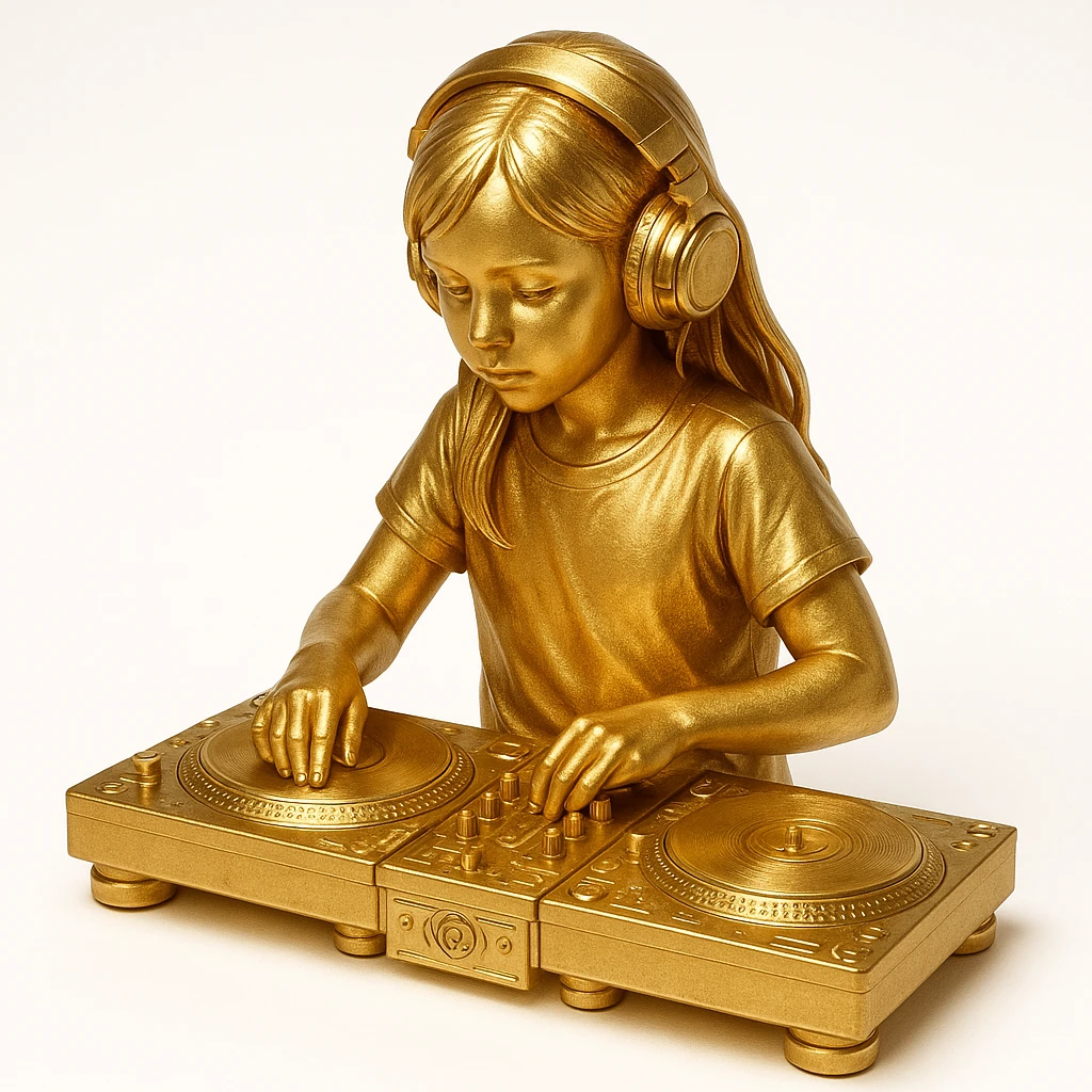 girl playing DJ set emoji