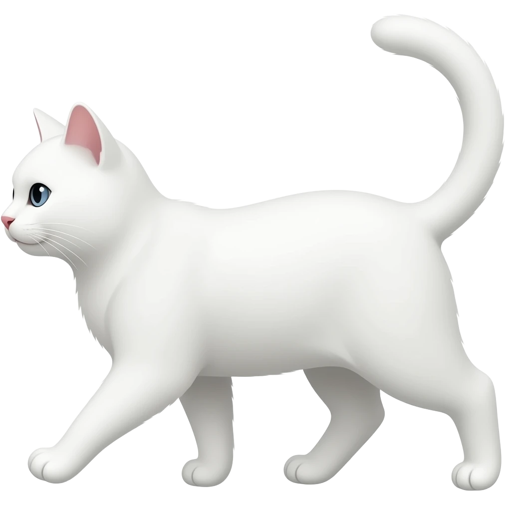 белая кошка боком которая идет emoji