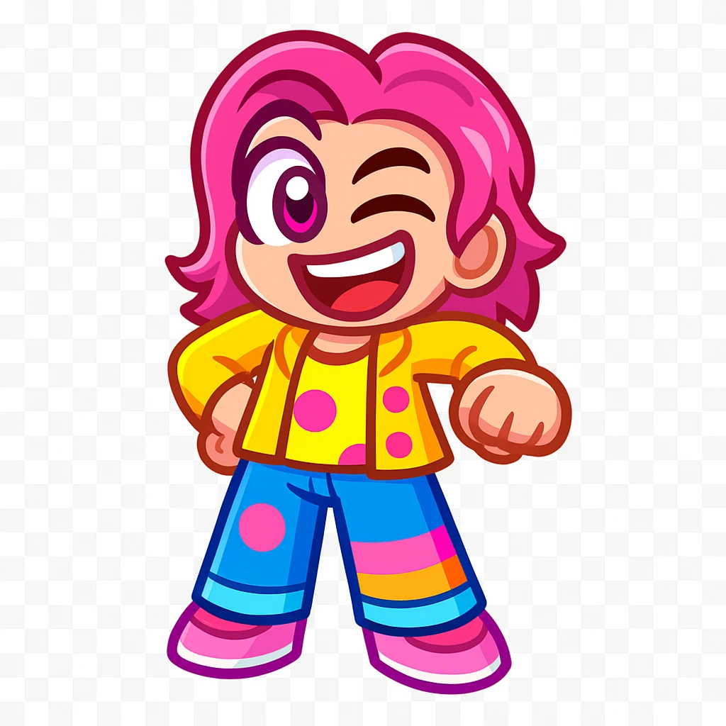 Extract every character from the background, including the clothes and accessories they are wearing, and place on a transparent background. Keep the original style and appearance exactly the same. and separately give me the each character picture

 emoji