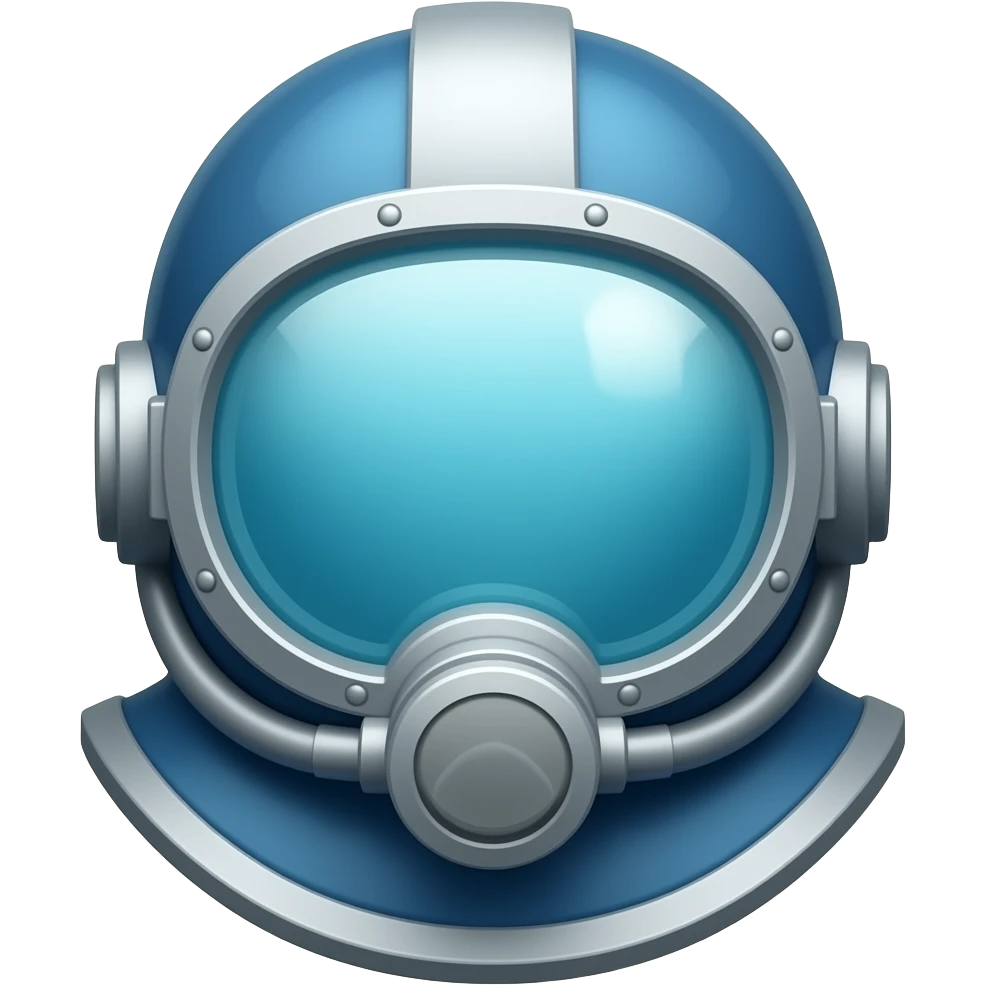 Diving Helmet, Dark blue, Deep blue, Sky blue, Sea turquoise, Sky white, Coastal grey emoji