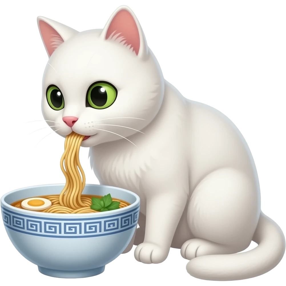 white cat ramen emoji