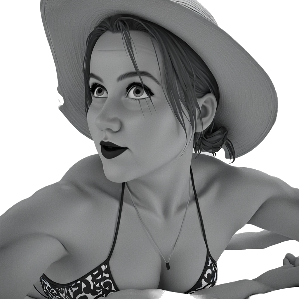 monochrome girl in swimsuit emoji