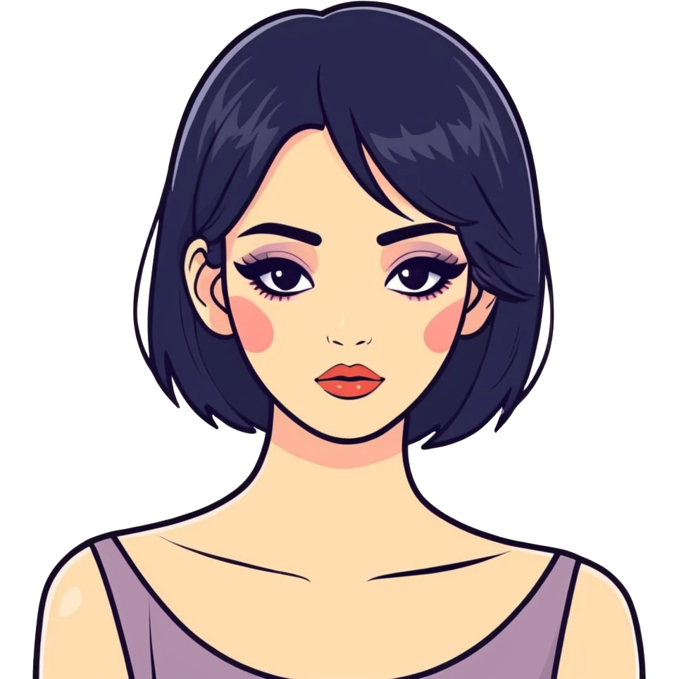 Black haired woman with fancy makeup emoji