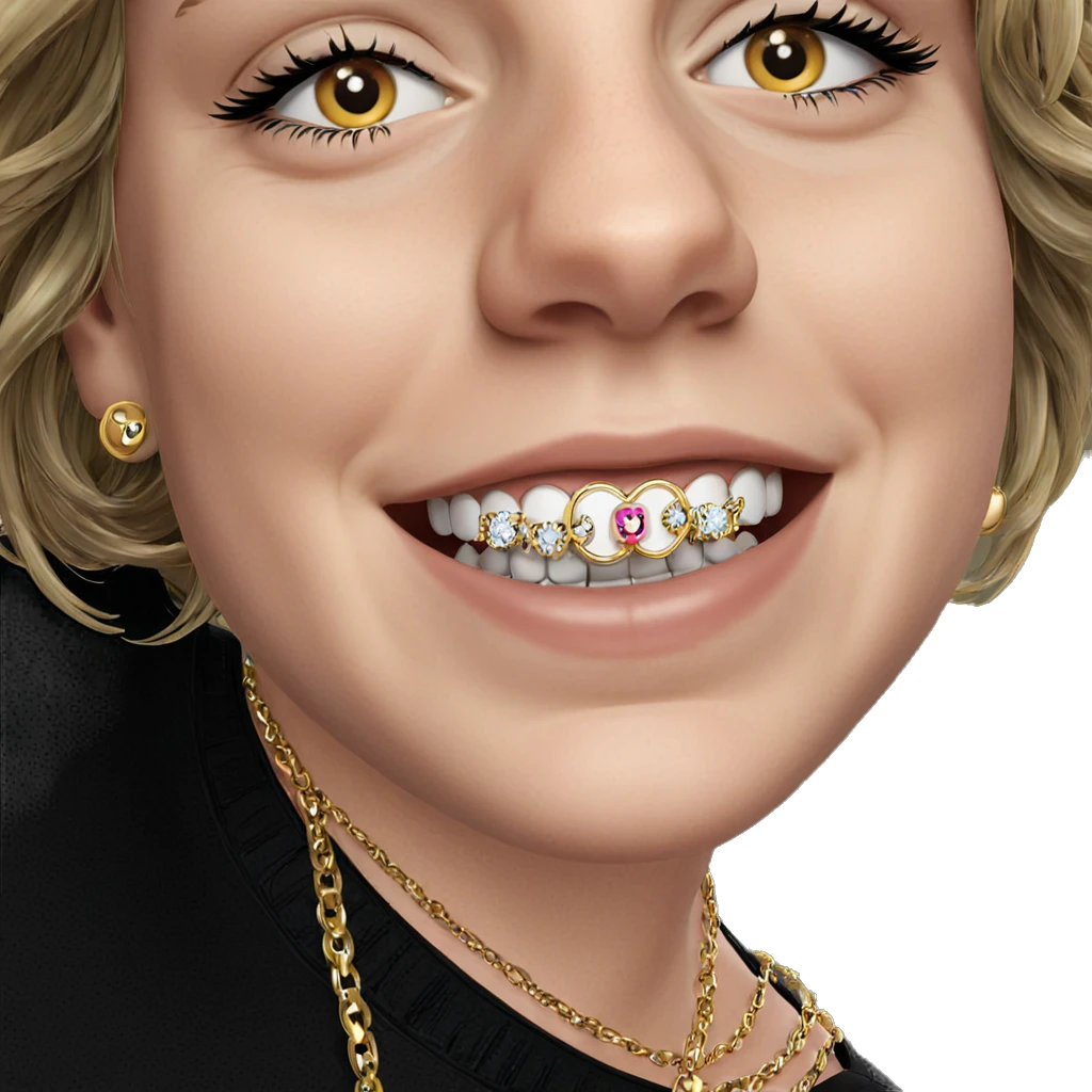 smiling girl with jewelry emoji