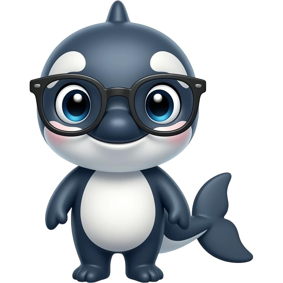 cute orca wear glasses emoji