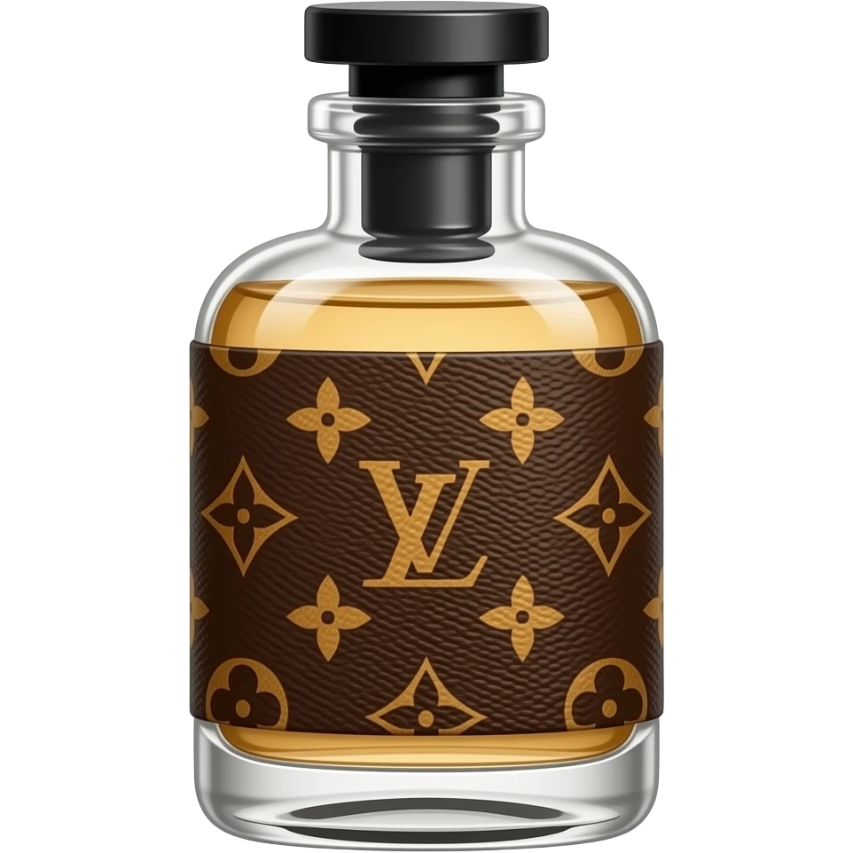 Creame unna botella de perfume estilo Louis Voitton sin etiquetas ni marca emoji