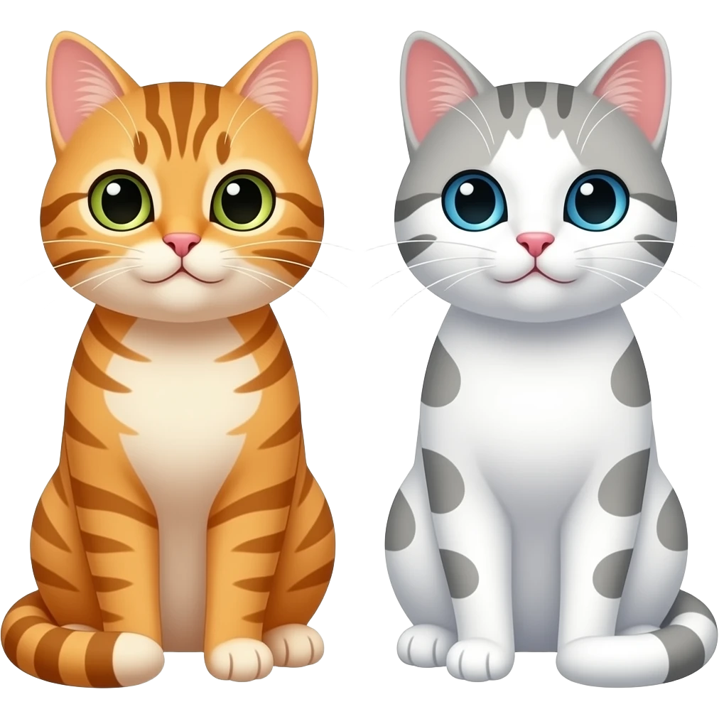 Orange tabby cat and white cat emoji