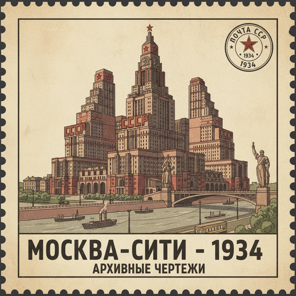 Москва-Сити, если бы его построили в СССР в 1934 году. Архивные чертежи

Стилизуй изображение под марку как на фото emoji