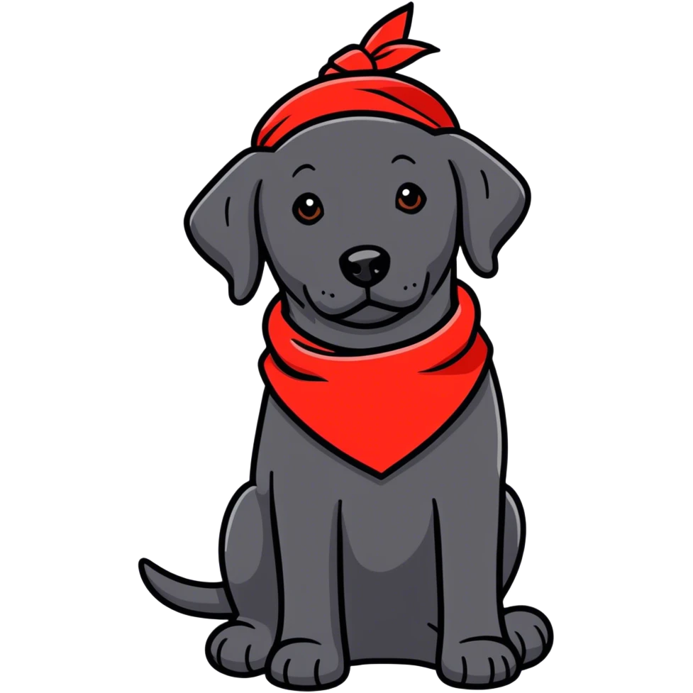 Black lab wearing red bandana emoji
