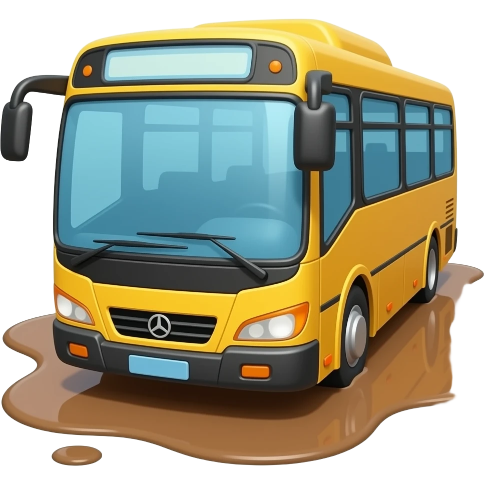 a bus is in a mud puddle emoji