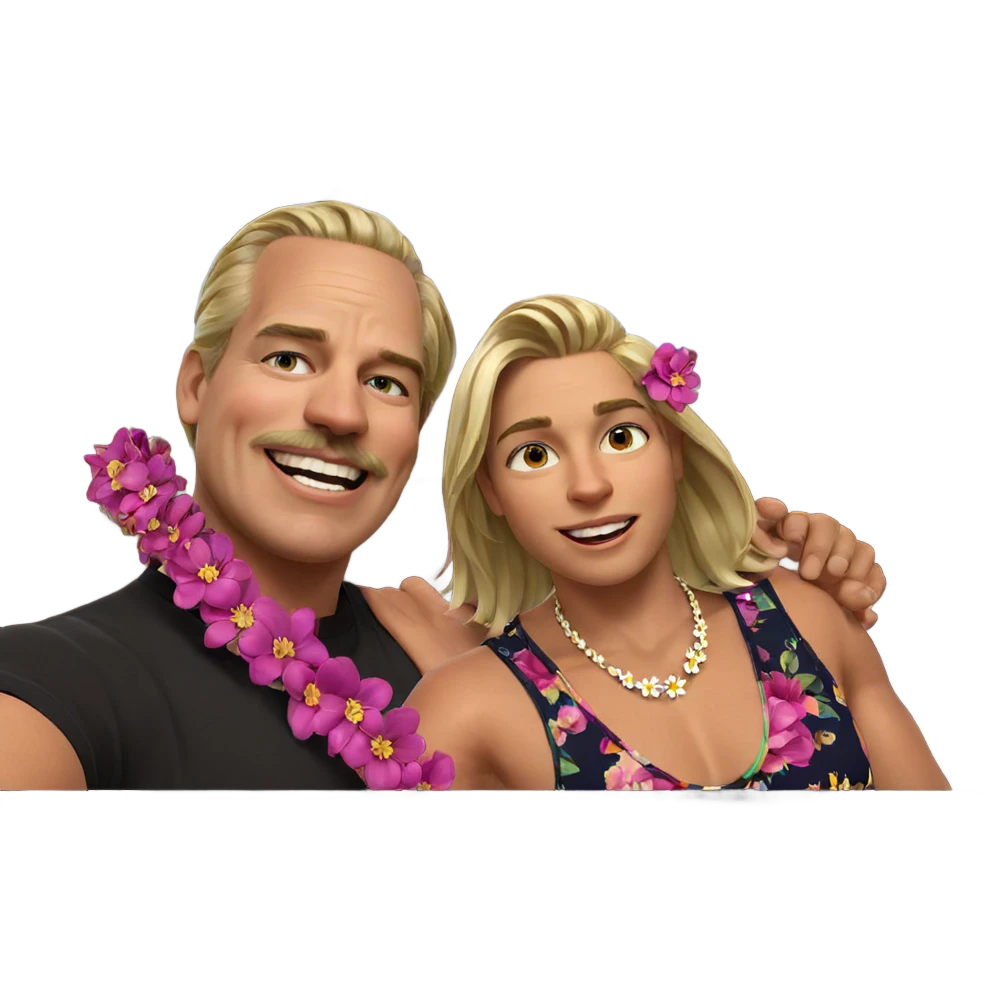 blonde boy with flower necklace emoji