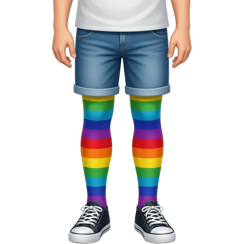 boys legs in rainbow pantyhose emoji